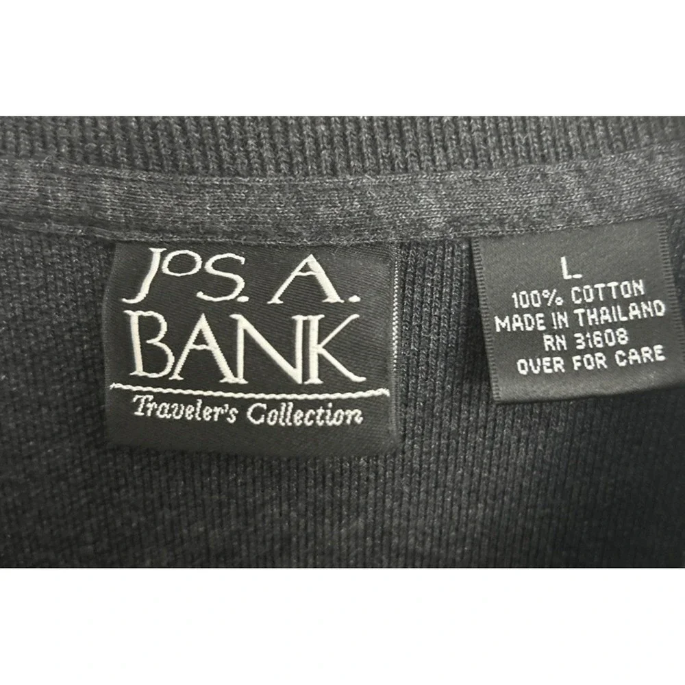 Jos A Bank Men's Polo Sweater Shirt Charcoal Gray Men's L Cotton Classic Neutral